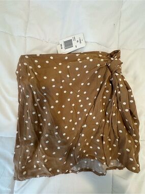 l*space Brown Polka Dot Wrap Skirt with White Dots